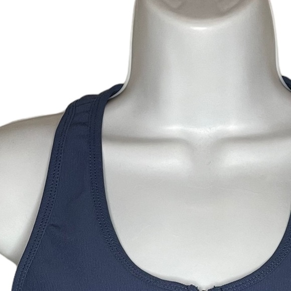 Blue womens Zip-Front  Sports Bra - Picture 5 of 12